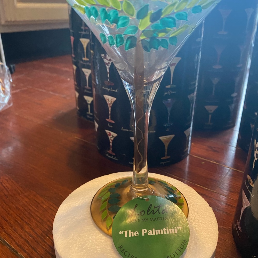 Palmtini Lolita painted martini glass